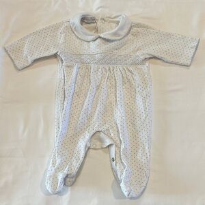Cozy Cream Polka Dot Smocked Footie
